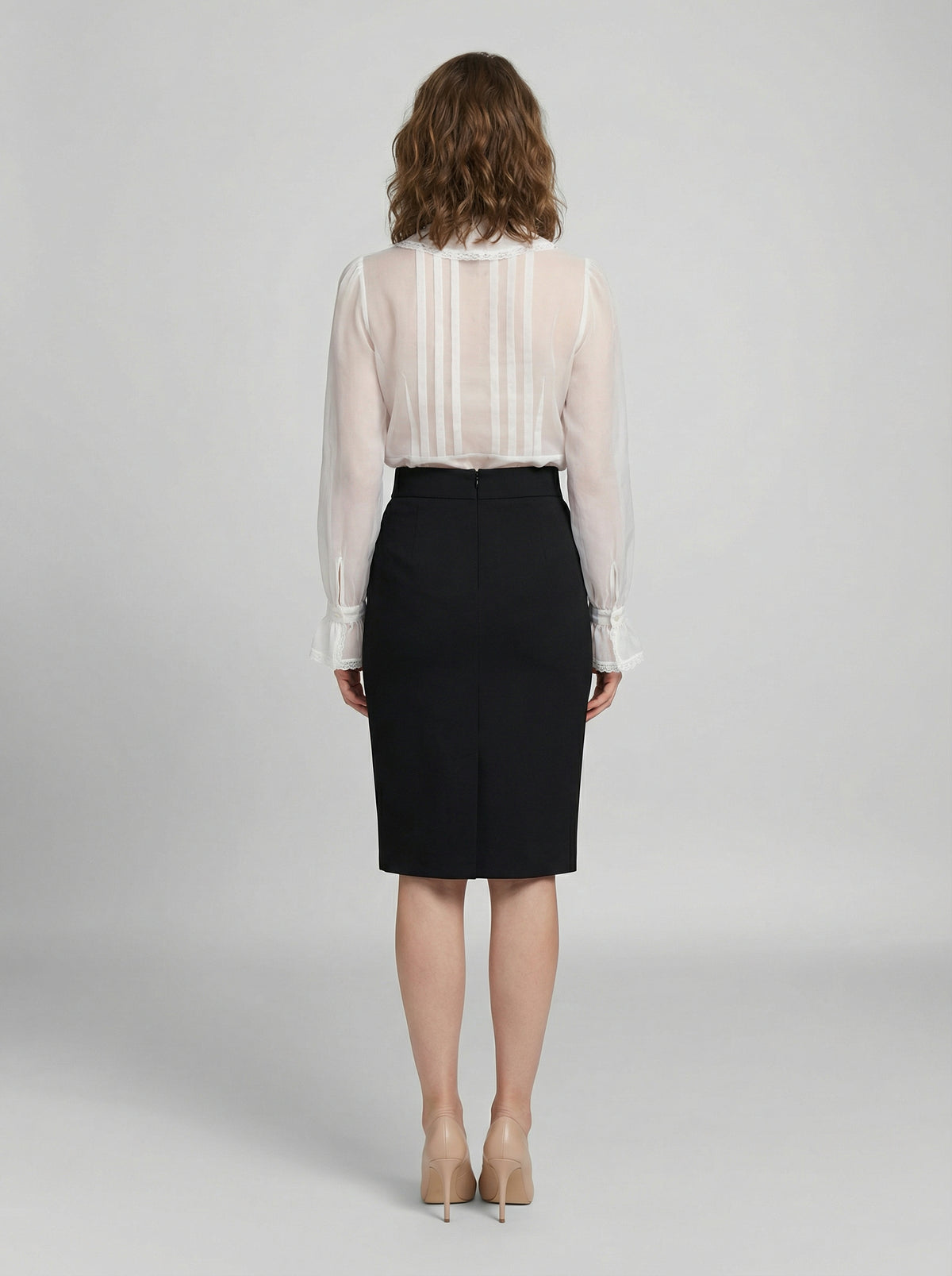 Shirt by Dolce & Gabbana for women in polyamide & silk white showcases a sharp silhouette, elegantly detailed with a sharp and sharp .