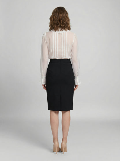 Shirt by Dolce & Gabbana for women in polyamide & silk white showcases a sharp silhouette, elegantly detailed with a sharp and sharp .