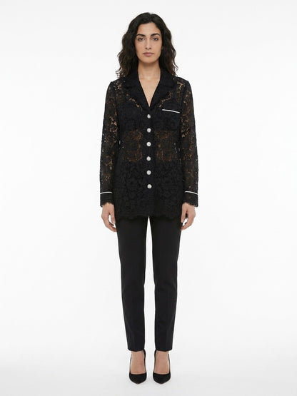 Blazer by Dolce & Gabbana for women in cotton polyamide viscose & silk black features an sartorial silhouette, showcasing a sophisticated and sartorial for a truly sartorial finish.