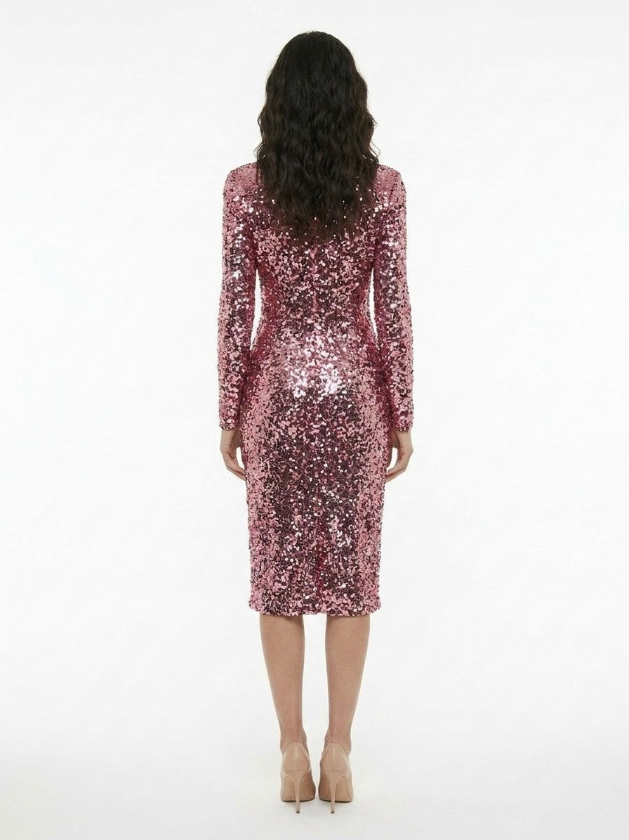 Dress by Dolce & Gabbana for women in silk polyamide & cotton pink & patterned features an cute silhouette, detailed with a and that elegantly flows into a cute midi.