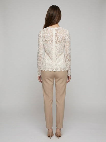 Shirt by Dolce & Gabbana for women in cotton polyamide viscose & silk cream features an architectural silhouette with a refined and elegant for a architectural look.