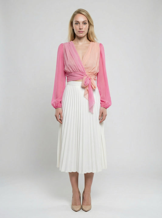 Dolce & Gabbana Pink Silk Midi Skirt