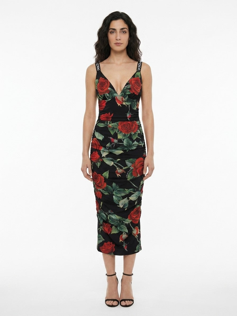 Dress by Dolce & Gabbana for women in silk multicolor & patterned features an cute silhouette, detailed with a sleeveless and that elegantly flows into a cute midi.