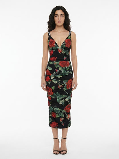 Dress by Dolce & Gabbana for women in silk multicolor & patterned features an cute silhouette, detailed with a sleeveless and that elegantly flows into a cute midi.