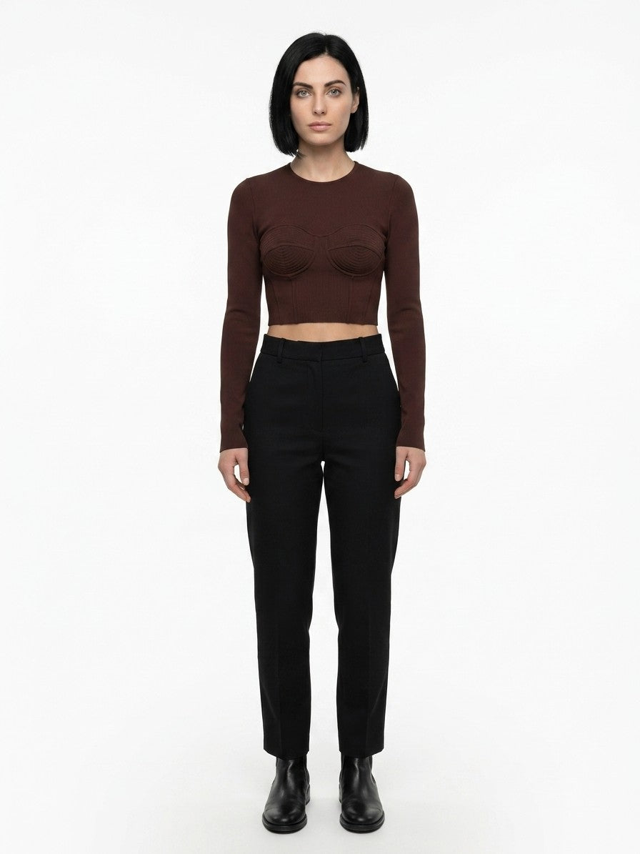 T-Shirt by Dolce & Gabbana for women in polyamide viscose & silk brown showcases a dramatic silhouette, elegantly detailed with a dramatic and long-sleeve for a truly dramatic finish.