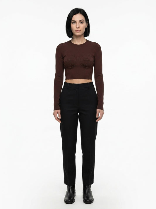 Dolce & Gabbana Brown Elastane Long Sleeve T-Shirt