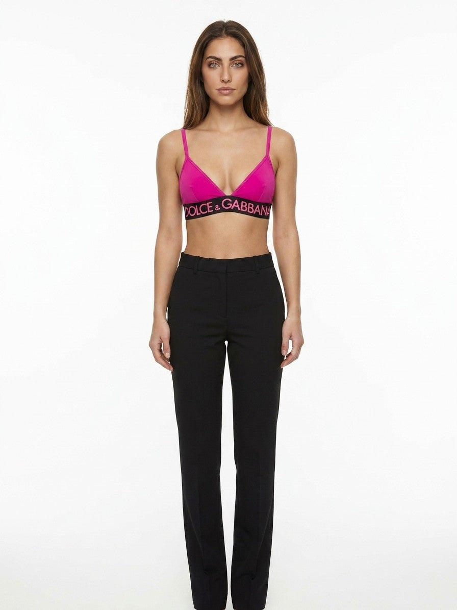 Bra by Dolce & Gabbana for women in stretch polyamide fuchsia features an chic silhouette, showcasing the chic design of the Women's Stretch Polyamide Bra collection with a sophisticated and chic fit.