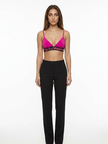 Bra by Dolce & Gabbana for women in stretch polyamide fuchsia features an chic silhouette, showcasing the chic design of the Women's Stretch Polyamide Bra collection with a sophisticated and chic fit.
