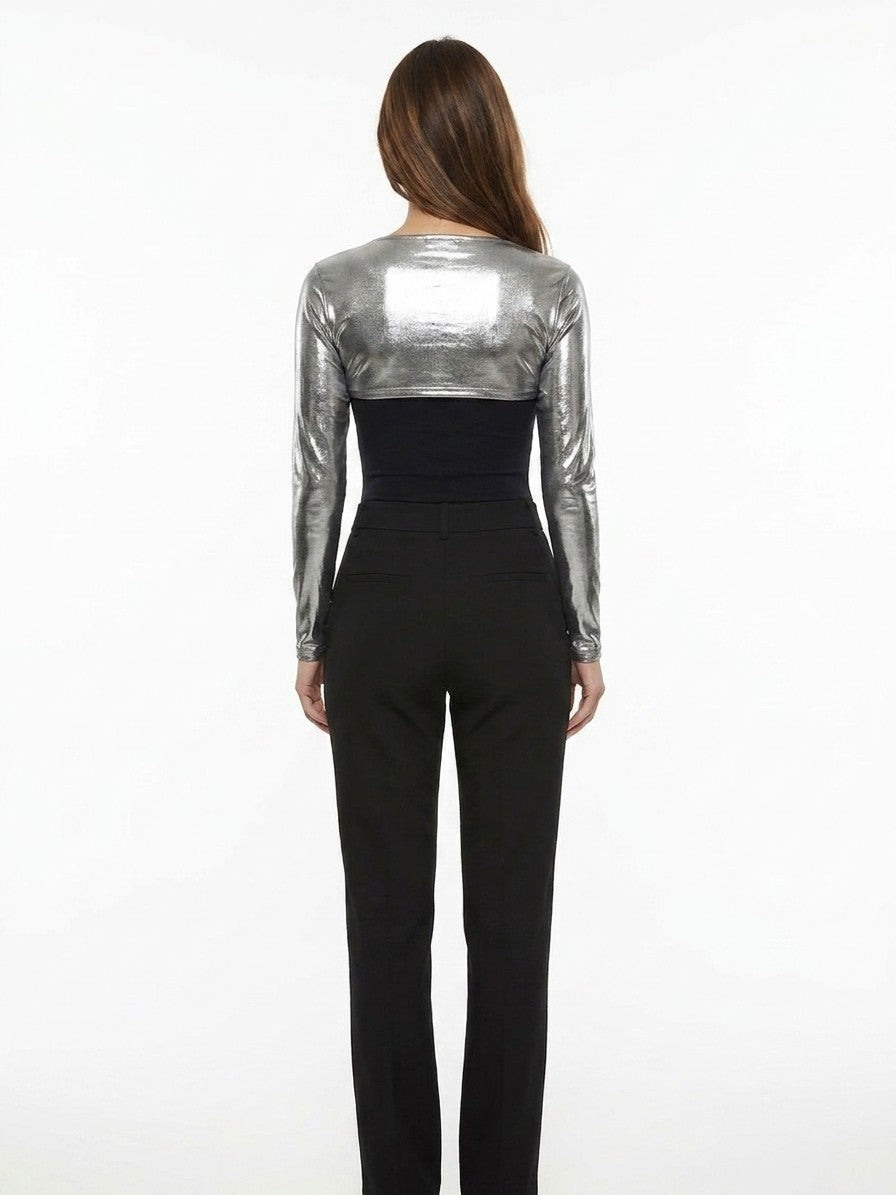 Casual Pants by Dolce & Gabbana for women in stretch polyamide silver features a refined silhouette with a refined , defined by a and a refined long for a refined finish.