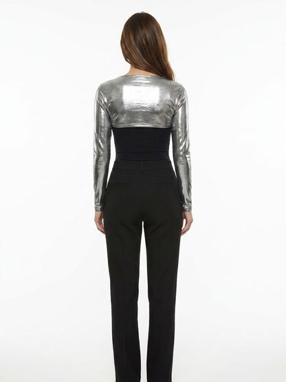 Casual Pants by Dolce & Gabbana for women in stretch polyamide silver features a refined silhouette with a refined , defined by a and a refined long for a refined finish.