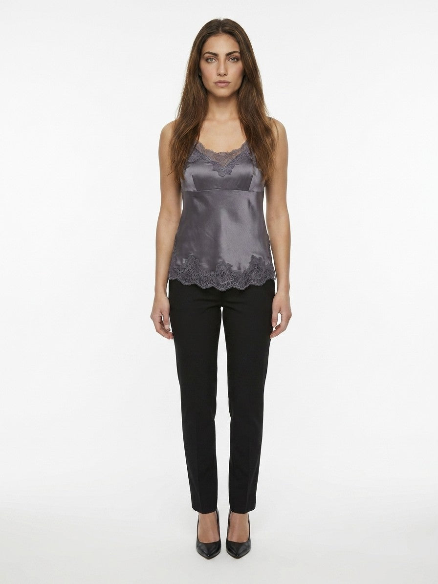 Shirt by Dolce & Gabbana for women in silk polyamide & cotton gray showcases a sleek silhouette, elegantly detailed with a sleek and for a sleek finish.