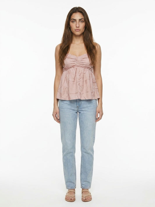 Dolce & Gabbana Pink Silk Sleeveles T-Shirt