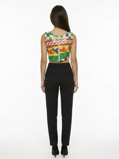 T-Shirt by Dolce & Gabbana for women in polyester & silk multicolor showcases a chic silhouette, artfully detailed with a chic and for a chic finish.
