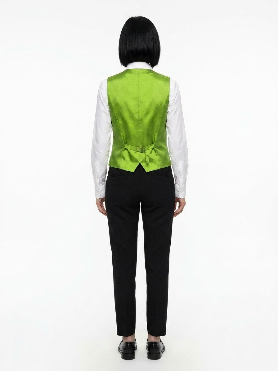 Vest by Dolce & Gabbana for women in silk green showcases a dynamic silhouette, perfectly balancing with a dynamic for a sophisticated, high-fashion look.