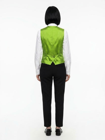 Vest by Dolce & Gabbana for women in silk green showcases a dynamic silhouette, perfectly balancing with a dynamic for a sophisticated, high-fashion look.