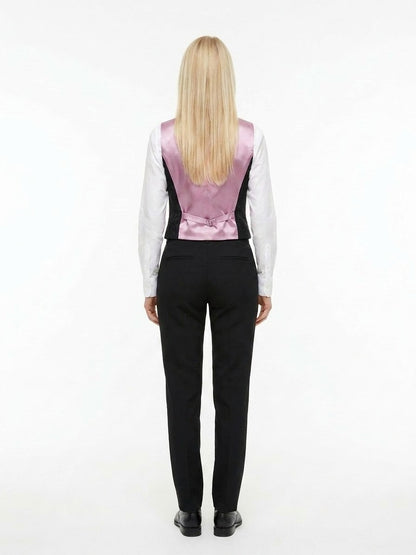 Vest by Dolce & Gabbana for women in polyester silk & acetate black features a stylish silhouette, showcasing distinct and a refined for a truly stylish finish.