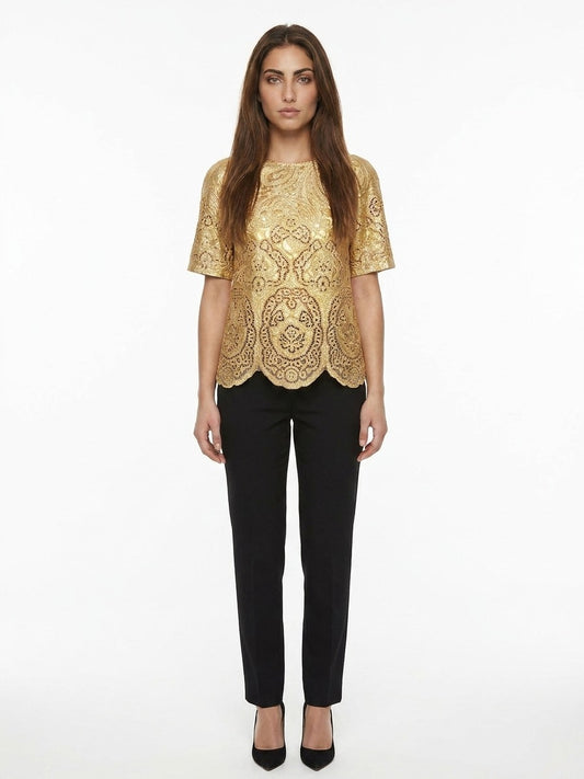 Dolce & Gabbana Gold Marabou Blouse