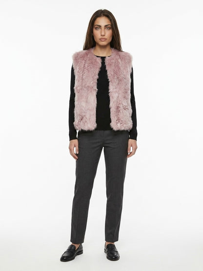 Vest by Dolce & Gabbana for women in silk & fur pink features an on trend silhouette, showcasing a sophisticated and premium for a truly on trend finish.