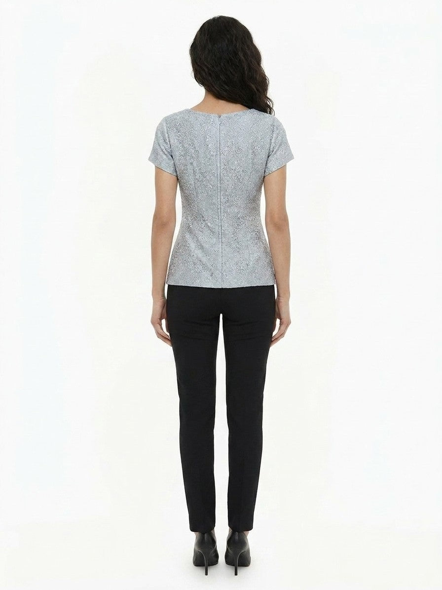 Blouse by Dolce & Gabbana for women in polyamide polyester & silk light-blue features an architectural silhouette with a refined and elegant for a architectural look.
