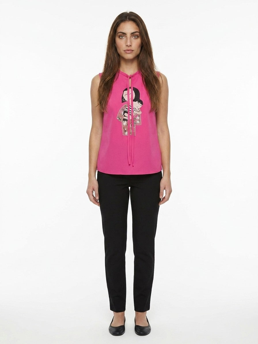 T-Shirt by Dolce & Gabbana for women in silk pink showcases a chic silhouette, artfully detailed with a chic and sleeveless for a chic finish.