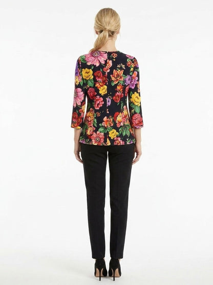 Shirt by Dolce & Gabbana for women in stretch viscose multicolor & patterned features an architectural silhouette with a refined and elegant for a architectural look.