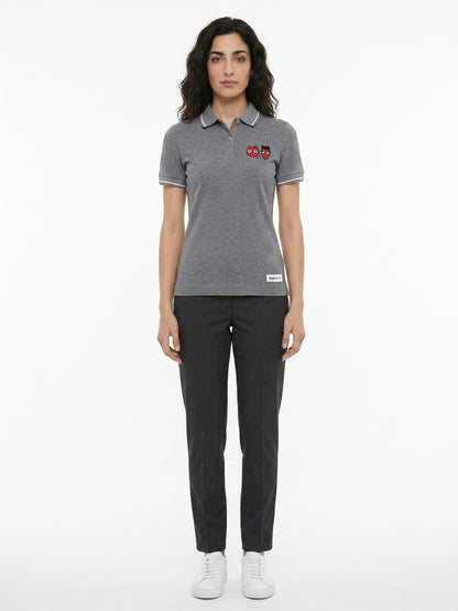 Polo Shirt by Dolce & Gabbana for women in cotton gray showcases a sharp silhouette, detailed with a refined and sharp for a sophisticated finish.