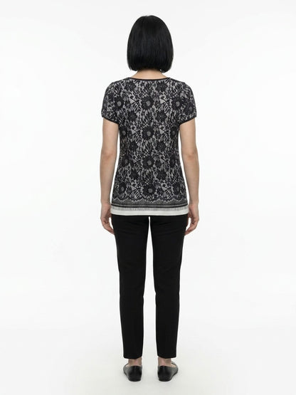 T-Shirt by Dolce & Gabbana for women in nylon polyamide silk & viscose multicolor showcases a chic silhouette, artfully detailed with a chic and for a chic finish.