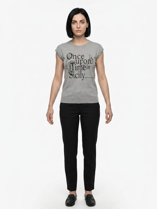 T-Shirt by Dolce & Gabbana for women in polyamide silk viscose gray features an edgy silhouette, meticulously detailed with a sophisticated and for a truly edgy finish.