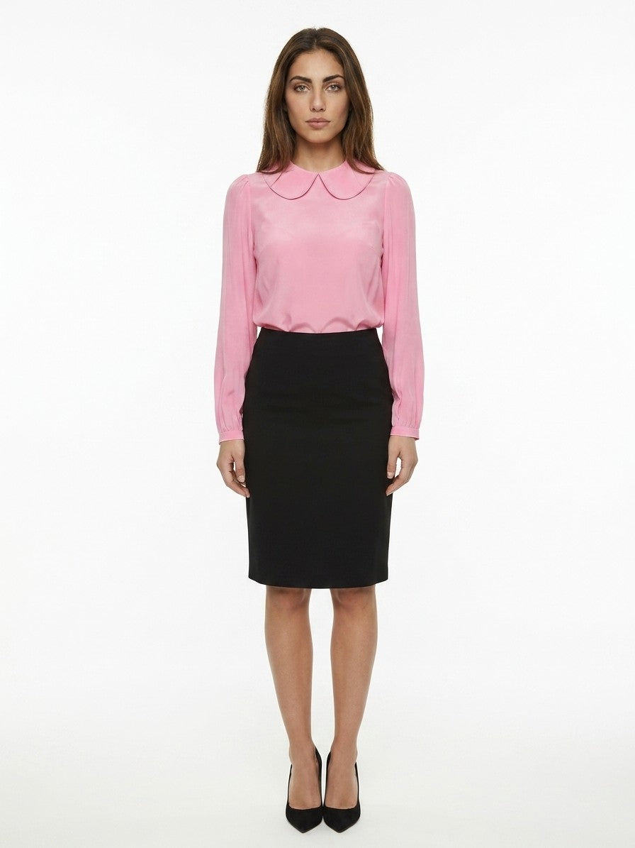 Blouse by Dolce & Gabbana for women in silk pink features an architectural silhouette with a refined and elegant for a architectural look.