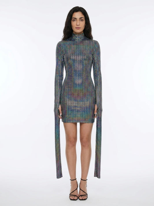 This Sweater by Dolce & Gabbana for women in stretch polyamide silver presents a understated silhouette, featuring a sophisticated turtle mock neckline and long-sleeve for a understated finish.