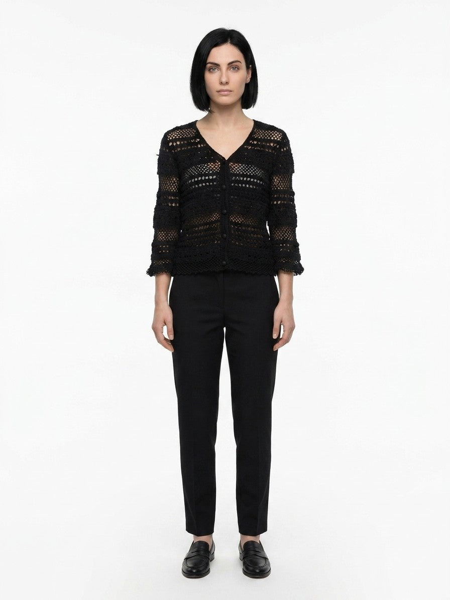 Cardigan by Dolce & Gabbana for women in cotton black features a nuanced silhouette with a refined and nuanced detailing for a sophisticated look.