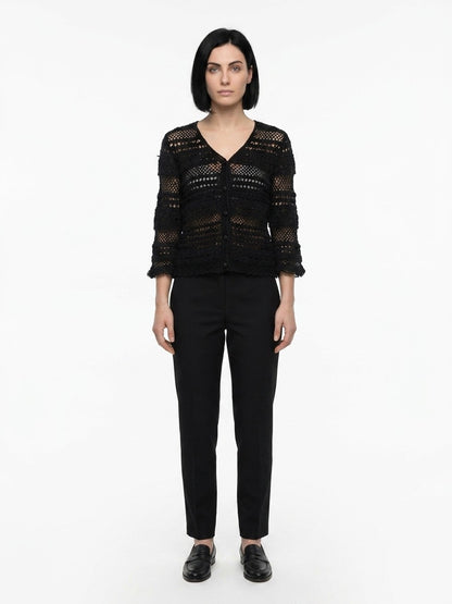 Cardigan by Dolce & Gabbana for women in cotton black features a nuanced silhouette with a refined and nuanced detailing for a sophisticated look.