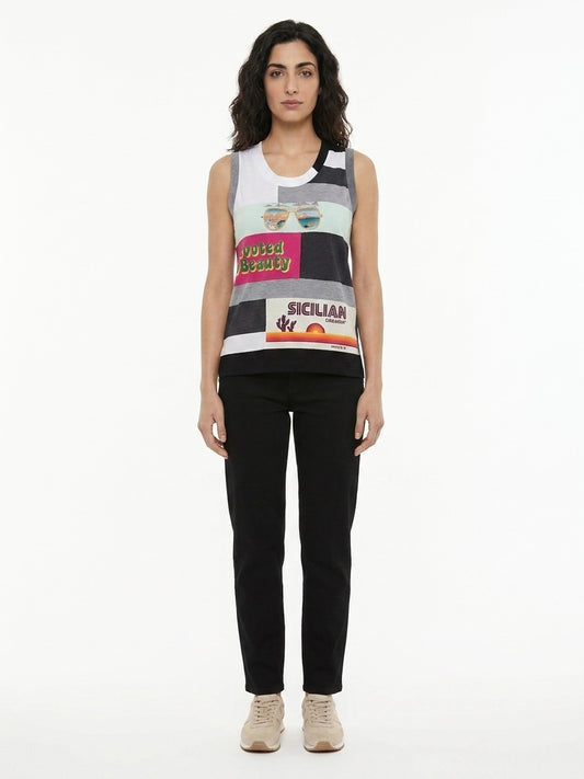 Dolce & Gabbana Blue Cotton Tank Tops