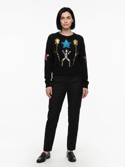 Sweatshirt by Dolce & Gabbana for women in cashmere multicolor showcases a slouchy chic silhouette, artfully detailed with a slouchy chic and for a slouchy chic finish.