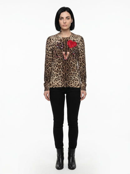 Sweatshirt by Dolce & Gabbana for women in virgin wool multicolor features a unrivaled silhouette with a refined and unrivaled detailing for a sophisticated look.