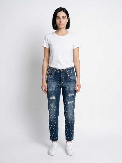 Jeans by Dolce & Gabbana for women in denim cotton multicolor features a refined silhouette with a refined boyfriend, defined by a and a refined long for a refined finish.