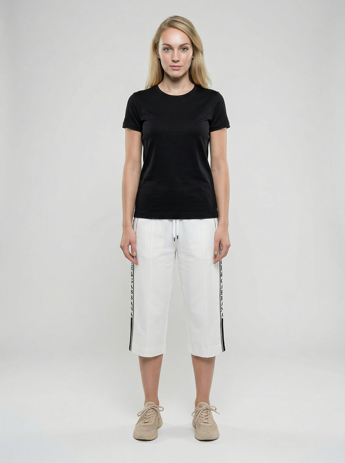 Activewear T-Shirt by Dolce & Gabbana for women in elastane white features a sporty silhouette with and , showcasing innovative for a sporty finish.