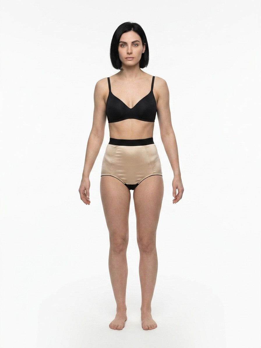 Underpants Briefs by Dolce & Gabbana for women in silk beige features an sultry silhouette, showcasing a sultry fit from the Women's Silk Underpants Briefs collection.