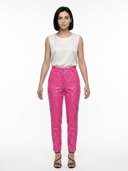 Casual Pants by Dolce & Gabbana for women in polyamide silk & elastane pink presents a refined pantology silhouette, artfully defined by a refined pantology , long, and a sophisticated .