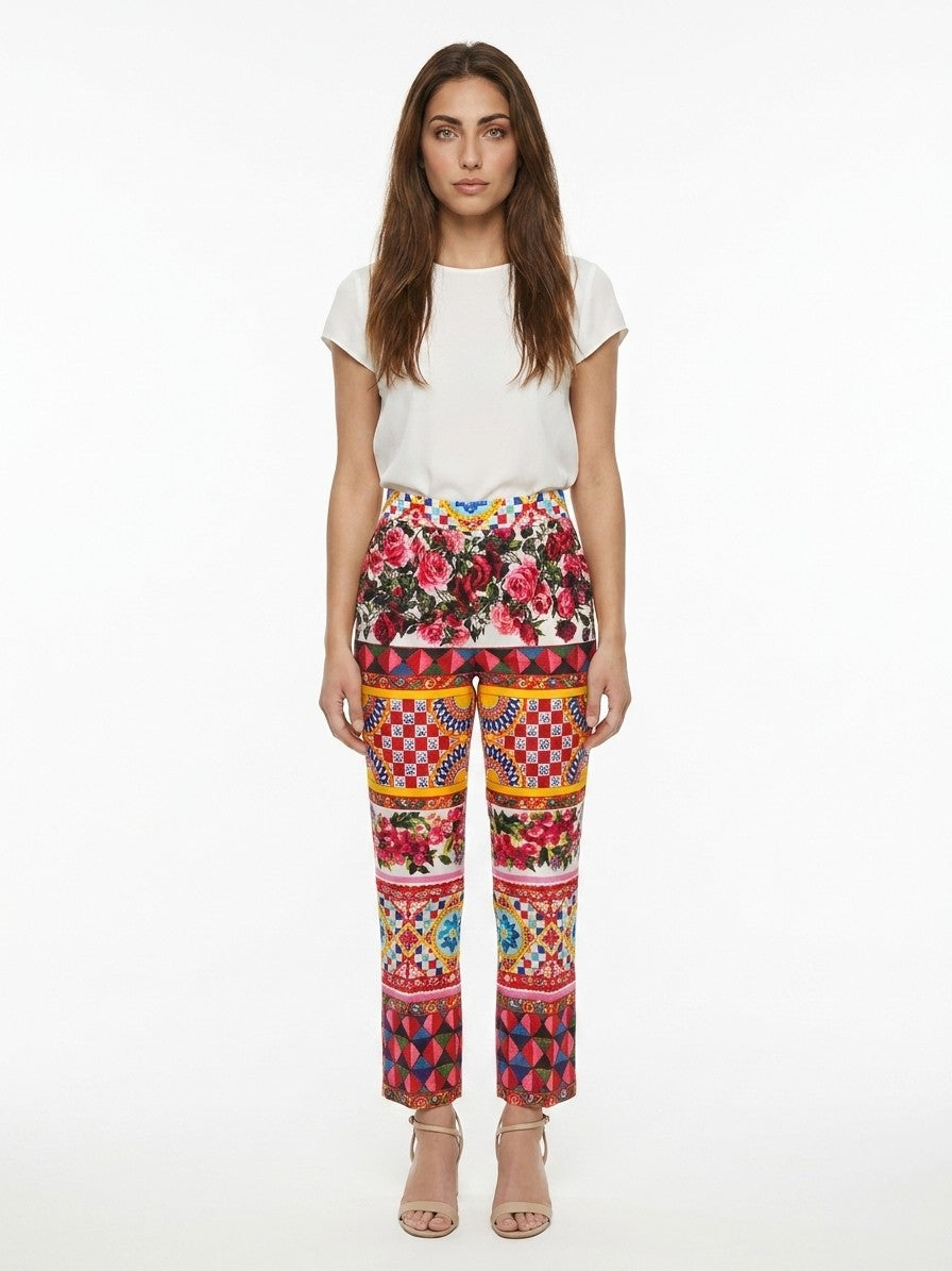 Casual Pants by Dolce & Gabbana for women in stretch cotton multicolor features a refined silhouette with a refined , defined by a and a refined long for a refined finish.
