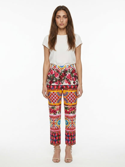 Casual Pants by Dolce & Gabbana for women in stretch cotton multicolor features a refined silhouette with a refined , defined by a and a refined long for a refined finish.
