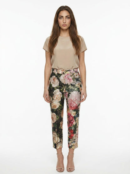Casual Pants by Dolce & Gabbana for women in cotton polyester & silk multicolor features an refined tailoring silhouette, showcasing a premium with a and long cut for a refined tailoring look.