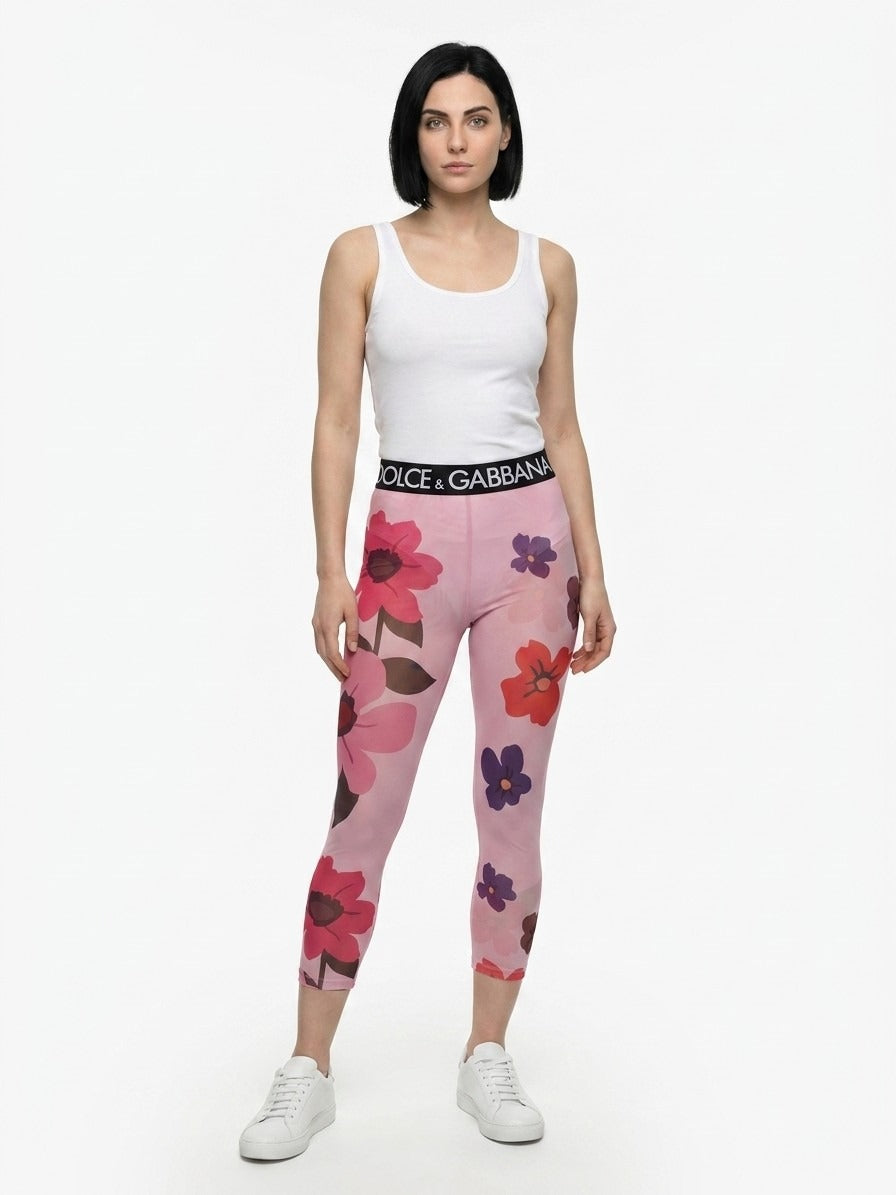 Activewear Leggings by Dolce & Gabbana for women in stretch nylon multicolor features a contemporary silhouette, showcasing advanced with a contemporary leggings, long, and .