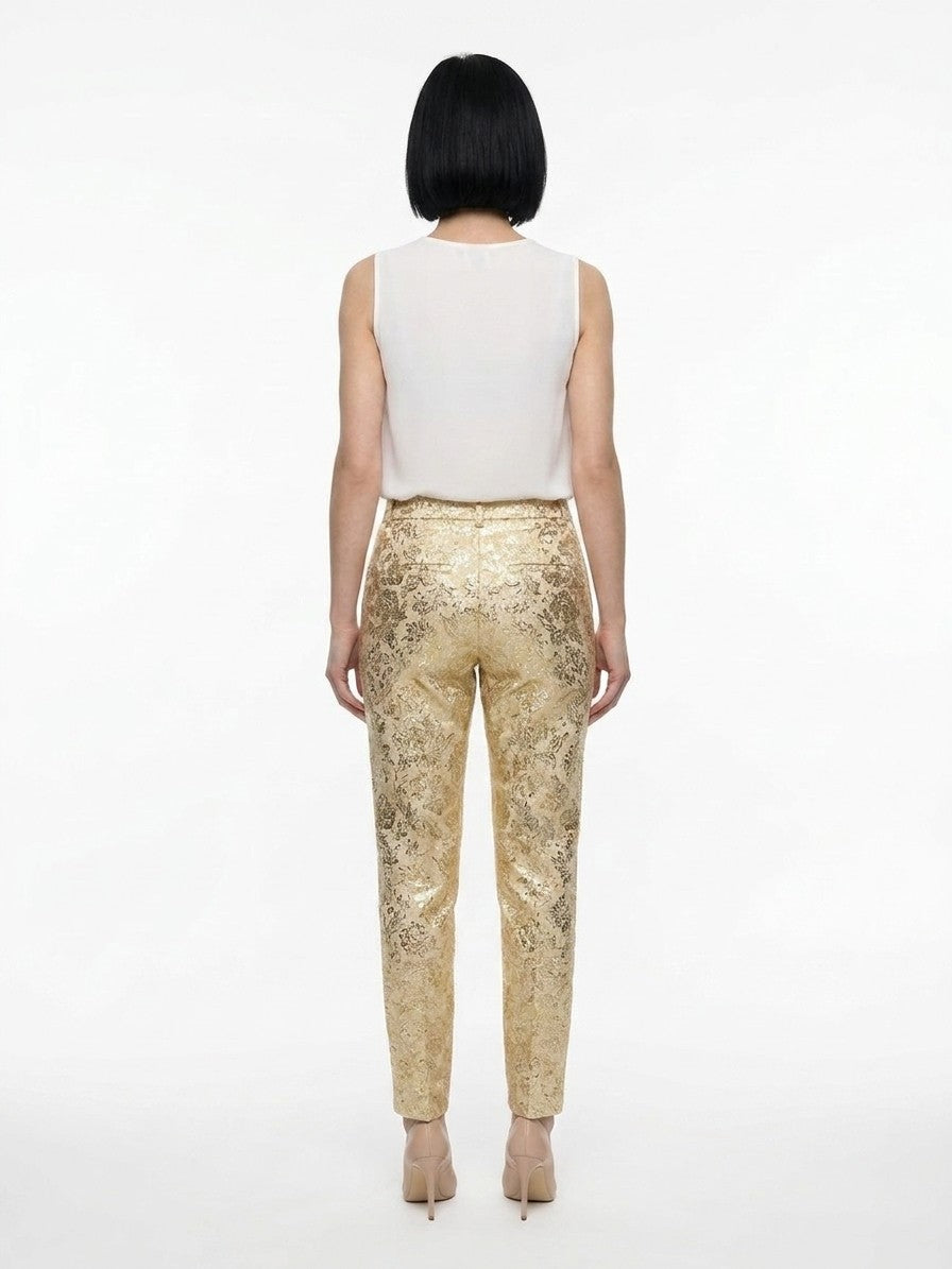 Casual Pants by Dolce & Gabbana for women in polyester & nylon multicolor presents a tailored silhouette, showcasing a tailored and long cut with a refined for a truly tailored aesthetic.