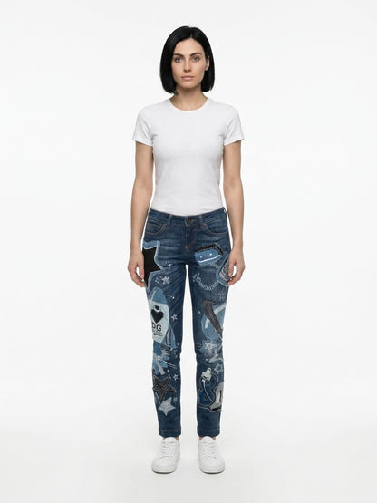 Jeans by Dolce & Gabbana for women in stretch denim cotton blue features a polished silhouette with a polished , reaching a polished long and finished with a polished .