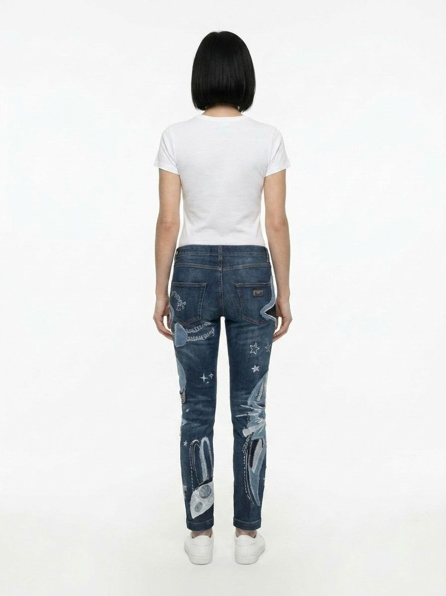 Jeans by Dolce & Gabbana for women in stretch denim cotton blue presents a refined pantology silhouette, artfully defined by a refined pantology , long, and a sophisticated .