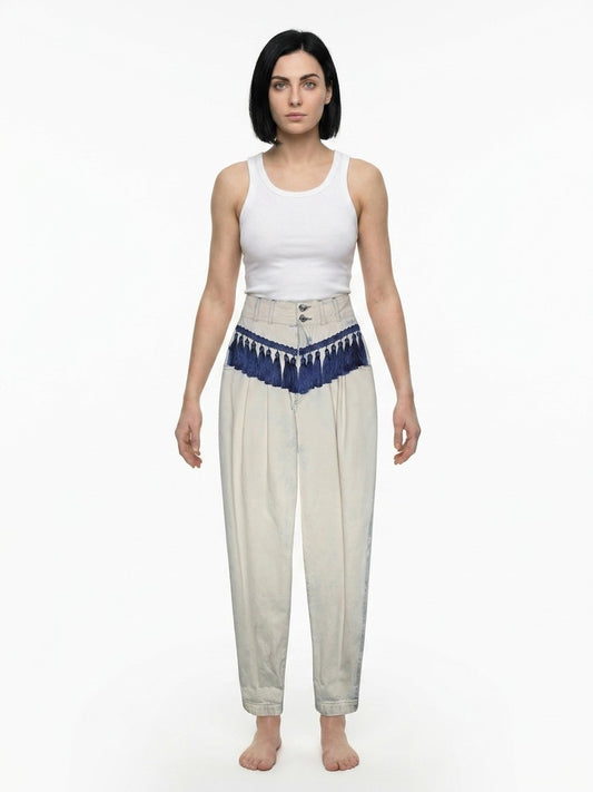 Dolce & Gabbana Navy Blue Cotton Casual Pants