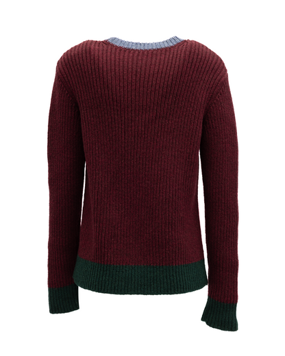 Sweater by Valentino Garavani for women in stretch polyamide cotton burgundy, green & light-blue showcases a downtown chic silhouette, artfully finished with a downtown chic and for a sophisticated, high-end look.