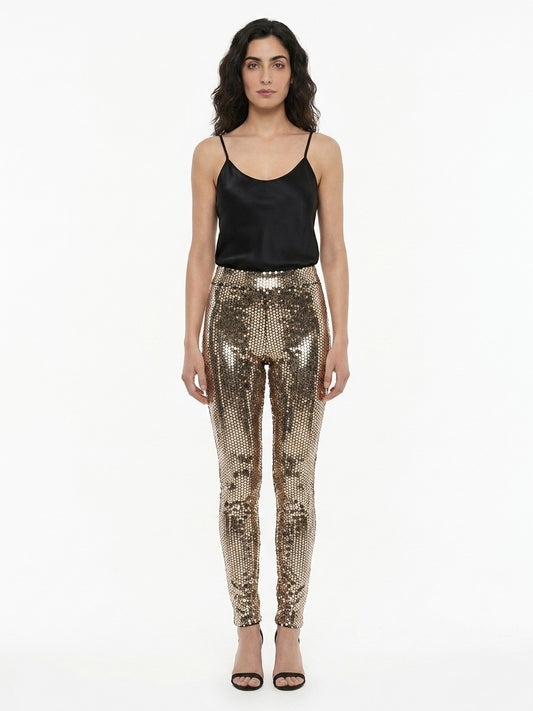 Dolce & Gabbana Gold Elastane Casual Pants