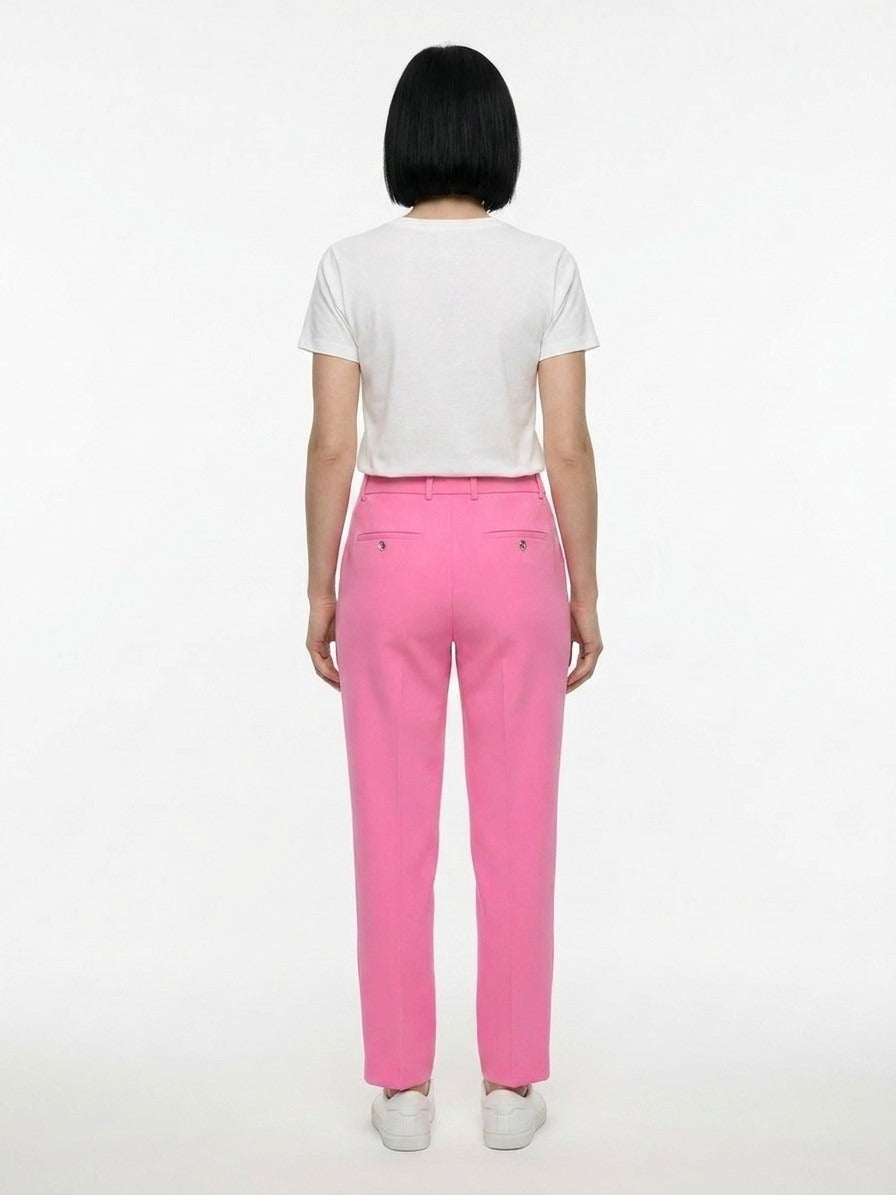 Casual Pants by Dolce & Gabbana for women in stretch polyester & viscose pink features an sartorial and long with a cut for a sartorial finish.